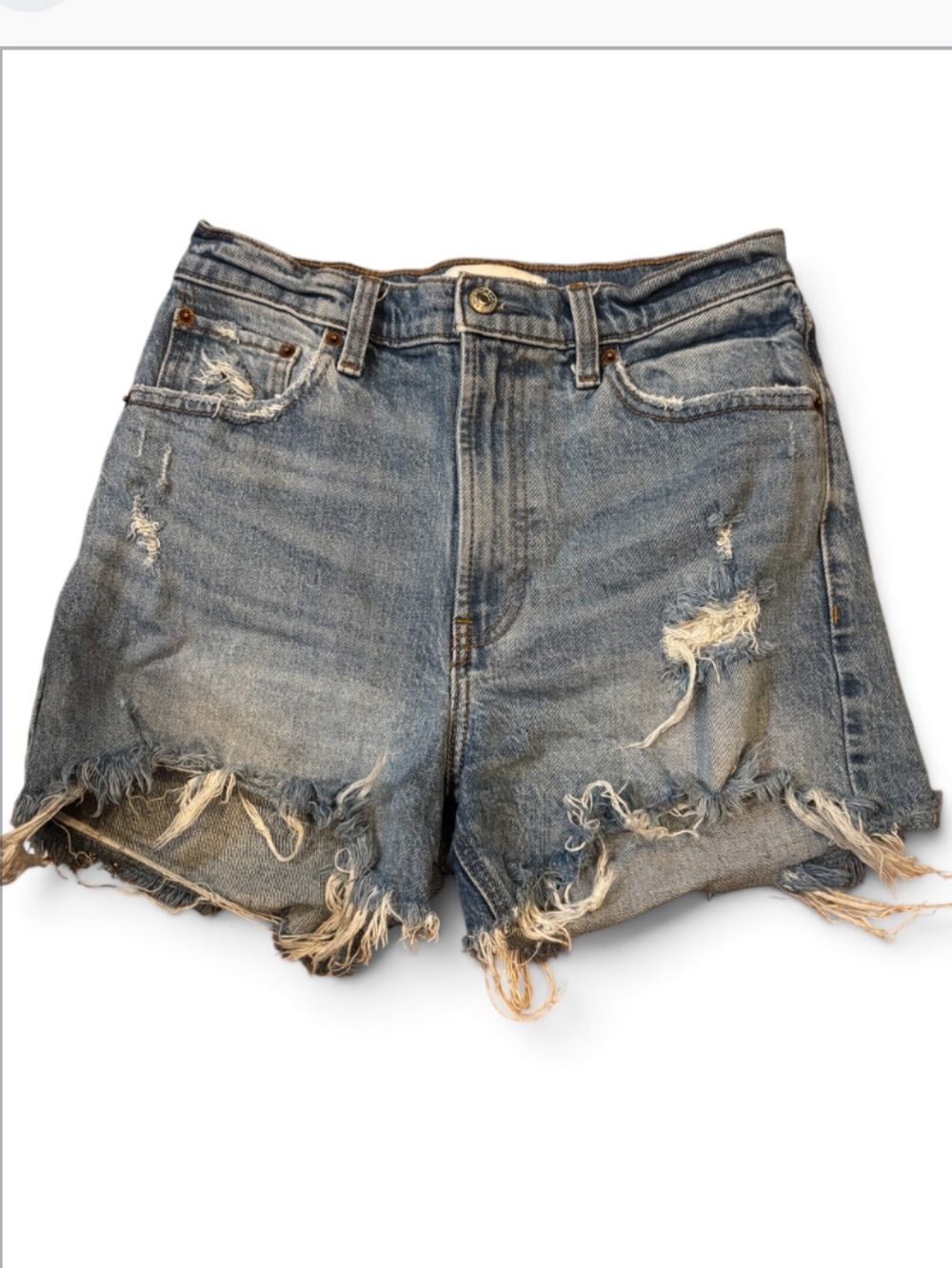 Abercrombie & Fitch high-rise distressed Jean Shorts EUC